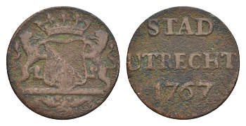 Нидерланды, Голландия, Утрехт 1 дуит 1767 KM 91 медь 4644-812