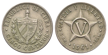 Куба 5 сентаво 1961 KM 11.3 медно-никель 4697-1141