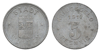 Виттен 5 пфеннигов 1917 Funck 604.1A цинк 4659-232