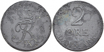 ДАНИЯ 2 ЭРЕ 1954 ФРИДЕРИК IX KM 840.1 цинк 4547-1016