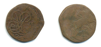 РОССИЯ 1 КОПЕЙКА 1758 медь 61-222