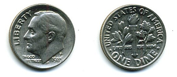 США 1 ДАЙМ 1985 KM 195a медь плакированная медно-никелем 46-164