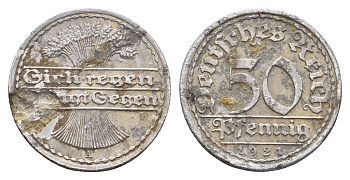 Германия 50 пфеннигов 1921 KM 27 алюминий 202-1125