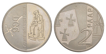 Нидерланды жетон 2 Paap - 900 лет городу Папендрехт 2005 диаметр 30 мм, вес 9,4 гр медно-никель 4637-425