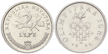 Хорватия 2 липы 1996 XXVI летние Олимпийские Игры, Атланта 1996 KM 36 алюминий  UNC  105-848