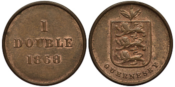 Гернси 1 дабл (дубль) 1868/30 KM 10 бронза 1524-1211