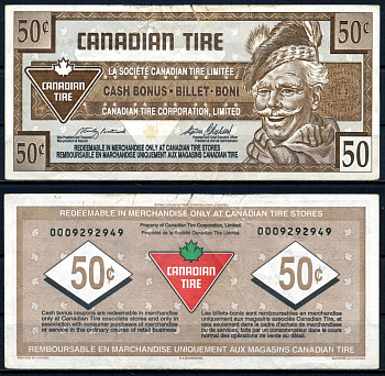 Канада купон на 50 центов 1996 Canadian Tire бумага 2195-29-3-1