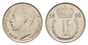 Люксембург 1 франк 1986 Герцог Жан (1964-1999) KM 59 медно-никель 4643-551