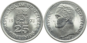 Венесуэла 25 сентимо 1978 Симон Боливар KM 50.1 никель 4392-962