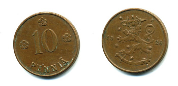 Финляндия 10 пенни 1926 республика (1918-1962) KM 24 медь 46-2655