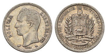 Венесуэла 1 боливар 1960 Симон Боливар Y 37a серебро 4128-712