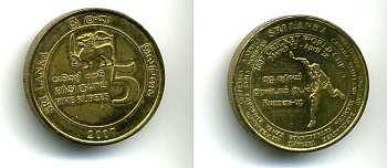 ШРИ-ЛАНКА 5 РУПИЙ 2007 UNC 7-5-28-25