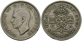 Великобритания 2 шиллинга (флорин) 1949 Георг VI (1936-1952) KM 878, Spink 4107 медно-никель 4137-345