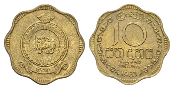 Цейлон 10 центов 1963 KM 130 никель латунь UNC 4516-748