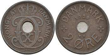 Дания 2 эре 1929 Кристиан X (1912-1947) KM 827 бронза 4147-464