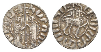 Киликийская Армения трам 1226-1271 Хетум I и царица Забель, держат крест/лев с патриаршим крестом  серебро    1516-323