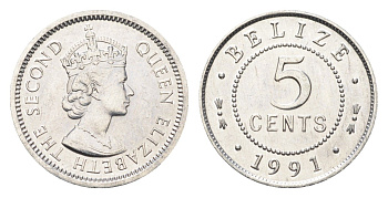 Белиз 5 центов 1991 KM 34a алюминий UNC 4668-735