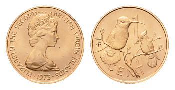 Британские Виргинские острова 1 цент 1973 KM 1 бронза UNC 4649-1027