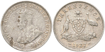 Австралия 3 пенса 1927 Георг V (1910-1936) KM 24 серебро 4621-1142