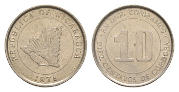 Никарагуа 10 сентаво 1978 KM 31 медно-никель UNC 4640-1029