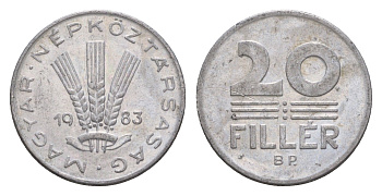 Венгрия 20 филлеров 1983 BP KM 573 алюминий 4658-568