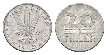 Венгрия 20 филлеров 1977 BP KM 573 алюминий 4664-1142