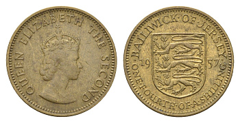 Джерси 1/4 шиллинга 1966 900 лет Норманское завоевание KM 27 никель латунь aUNC 4647-738