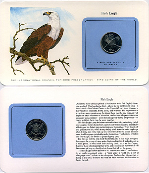 БОТСВАНА 50 ТЕБЕ 1977 СЕРИЯ МОНЕТЫ МИРА С ИЗОБРАЖЕНИЕМ ПТИЦ, В ОРИГИНАЛЬНОМ БУКЛЕТЕ С ОПИСАНИЕМ KM 7 медно-никель UNC 5121-8