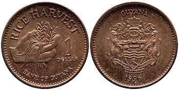 ГАЙАНА 1 ДОЛЛАР 1996 БРИТАНСКАЯ ГАЙАНА KM 50 сталь плакированная медью UNC 57-1132