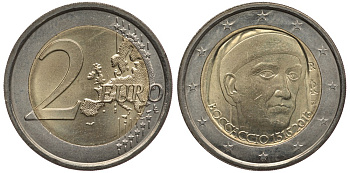 Италия 2 евро 2013 700 лет со дня рождения Джованни Боккаччо KM 358 биметалл UNC 3856-727