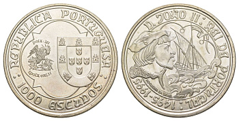 Португалия 1000 эскудо 1995 500 лет со дня смерти Жоао II KM 685 серебро BU 1088-4-24