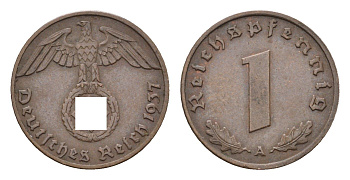 Германия 1 рейхспфенниг 1937 A KM 89, J. 361 бронза 4684-1137
