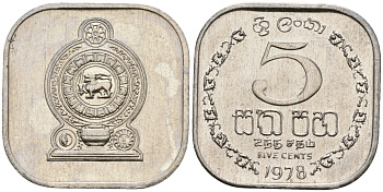 Шри-Ланка 5 центов 1978 KM 139a алюминий 4136-644