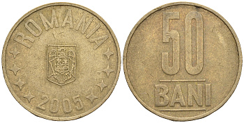 Румыния 50 бани 2005 KM 192 латунь 85-357