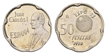Испания 50 песет 1990 EXPO 92, Хуан Карлос I (1975-2014) KM 852 медно-никель UNC 4702-256