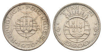 Португальский Тимор 5 эскудо 1970 год-тип KM 21 медно-никель 4671-743