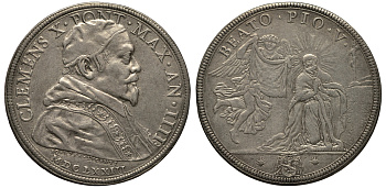 Ватикан 1 пиастр AN IIII/1673 Климент X. Канонизации Пия V Dav. 4076, Muntoni 11 серебро 10-005-54