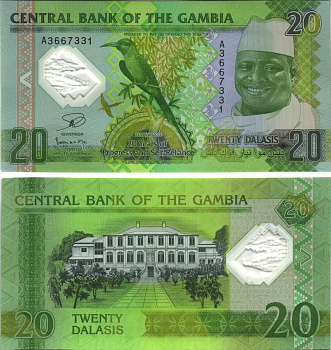 Гамбия 20 даласи 2014 Яйя Джамме, 20 лет прогресса и независемости Pick 30 пластик UNC (пресс) 448-6-2-1