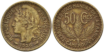 Камерун 50 сантимов 1926 (a), мондвор Париж KM 1 алюминиевая бронза 4164-1265