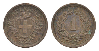 Швейцария 1 раппен 1931 B KM 3 бронза 4630-263