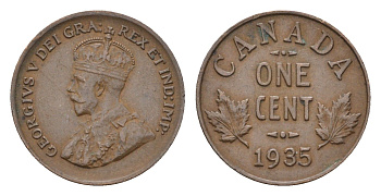 Канада 1 цент 1935 Георг V (1910-1936) KM 28 бронза 75-1554