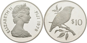 Фиджи 10 долларов 1978 Охрана окружающей среды KM 41a серебро PROOF 1098-5-12