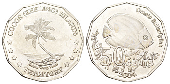 Кокосовые острова 50 центов 2004 X 14 медно-никель BU 4583-812