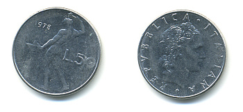 ИТАЛИЯ 50 ЛИР 1978 R, БОГ ОГНЯ ВУЛКАН У НАКОВАЛЬНИ KM 95.1 нержавеющая сталь 3999-1253