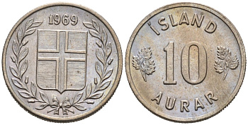 Исландия 10 эйре 1969 KM 10 медно-никель 4564-633