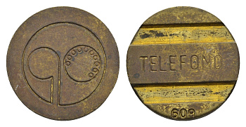 Аргентина телефонный жетон ND (1948-1990) диаметр 20,5 мм, вес 4,4 гр латунь UNC 4396-938