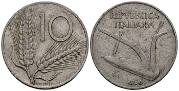 Италия 10 лир 1956 KM 93 алюминий 4176-227