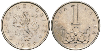 Чехия 1 крона 2006 b’ KM 7 сталь плакированная никелем aUNC 4516-331