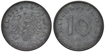 Германия 10 рейхспфеннигов 1943 A KM 101, J.371 цинк 4121-1041