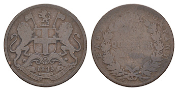 Британская Индия, Ост-Индская компания 1/4 анна 1835 год-тип KM 446 медь 4657-911
